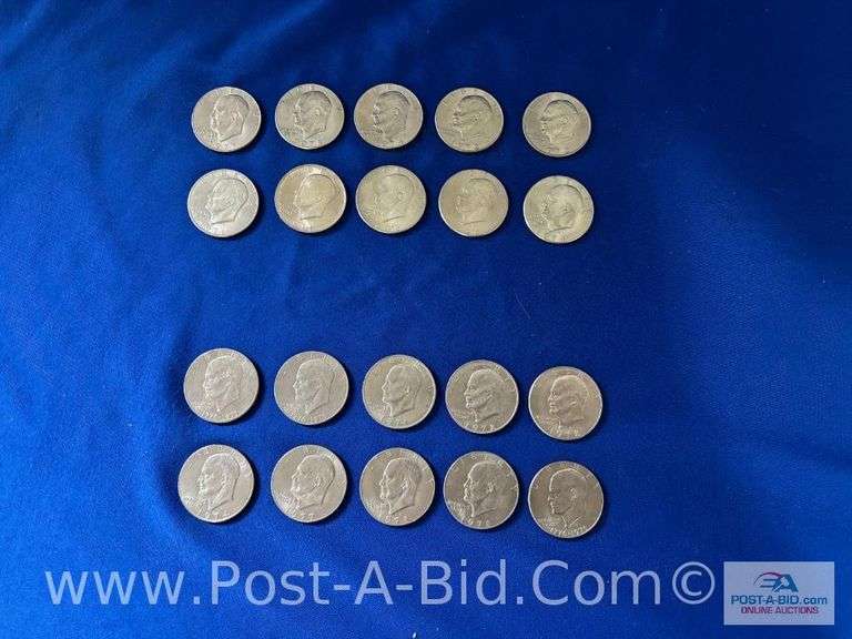 20 Different Dates And Or Mint Marks Of Eisenhower Dollars: 1971-1978.