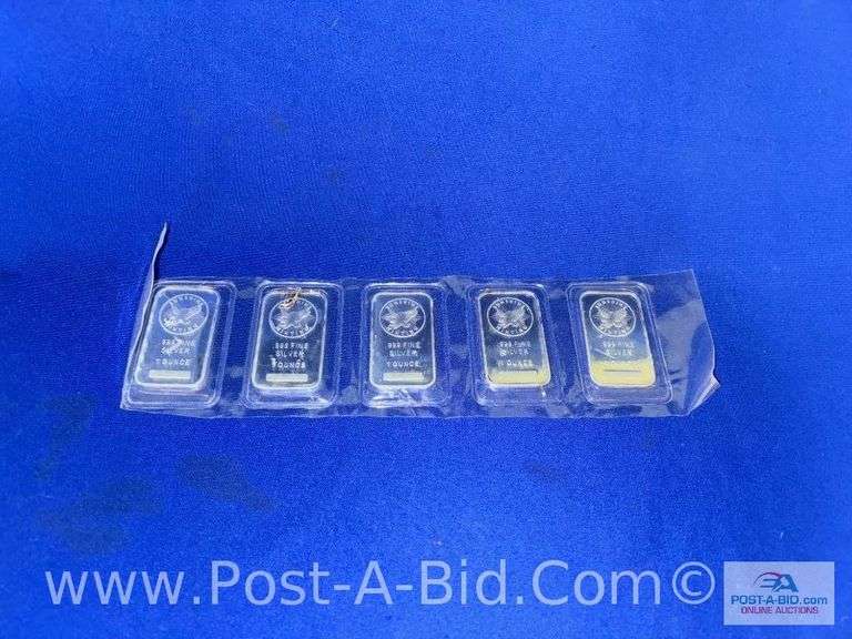 5- 1 OZ .999 Of Fine Silver Bars, Silver Towne Edition. 5 Total Ounces. Bou