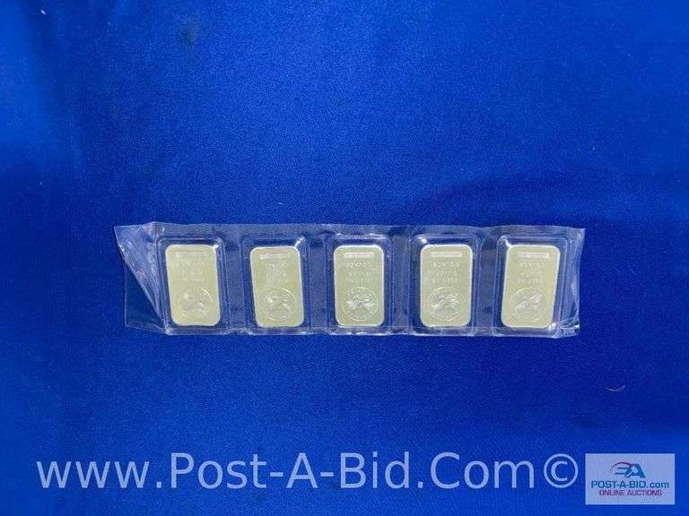 5- 1 OZ .999 Of Fine Silver Bars, Silver Towne Edition. 5 Total Ounces. Bou