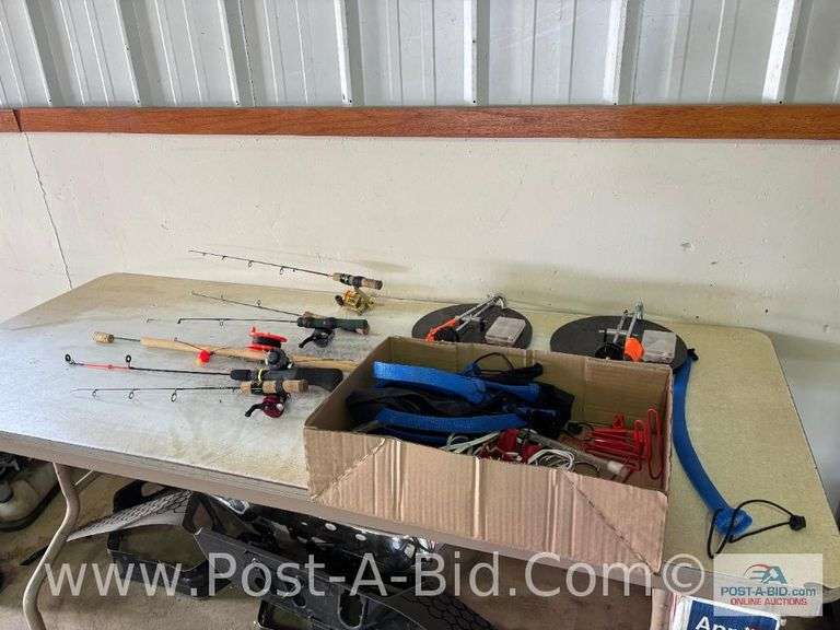Lot Of Misc Ice Fishing Rods, Tip-Ups And More.