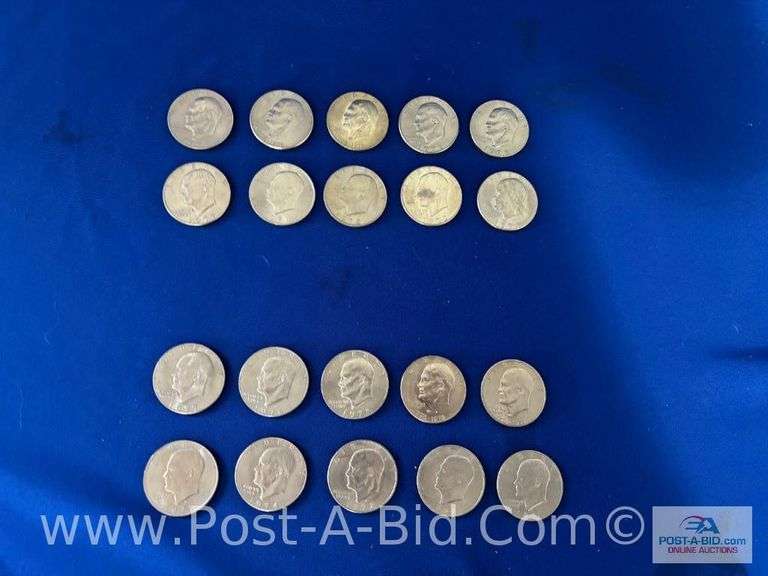 20 Different Dates And Or Mint Marks Of Eisenhower Dollars: 1971-1978.