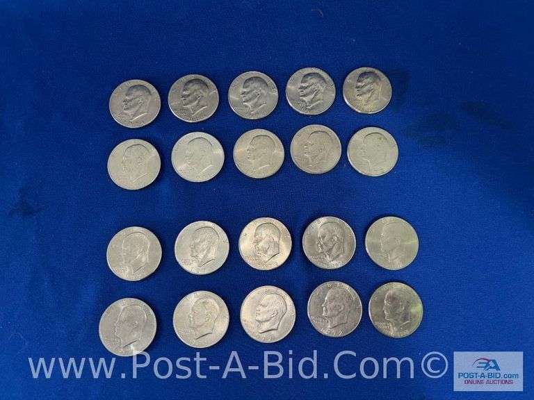 20 Different Dates And Or Mint Marks Of Eisenhower Dollars: 1971-1978.