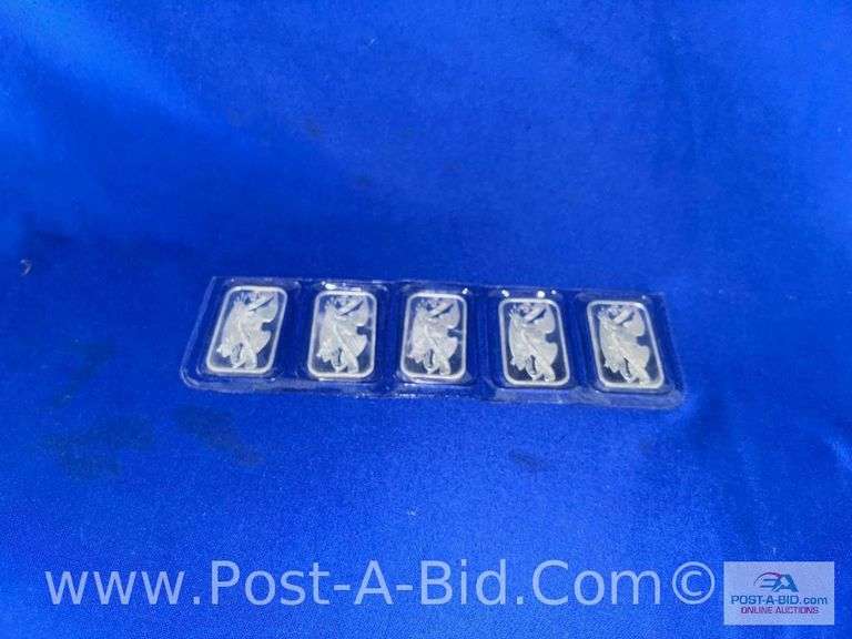 5- 1 OZ .999 Of Fine Silver Bars, Silver Towne Edition. 5 Total Ounces. Bou