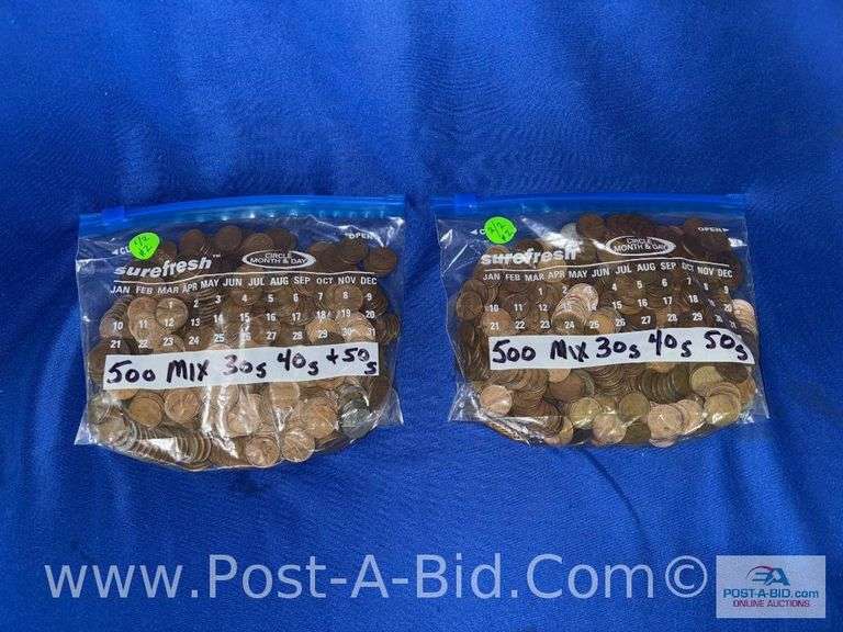 1000 Wheat Pennies, Owner Stated, "250- 1930's And 750- Mixed Of 40's/50's
