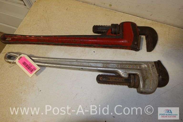 2-Pipe Wrenches Ridgid Aluminum 1-24" And Steel 1-24".