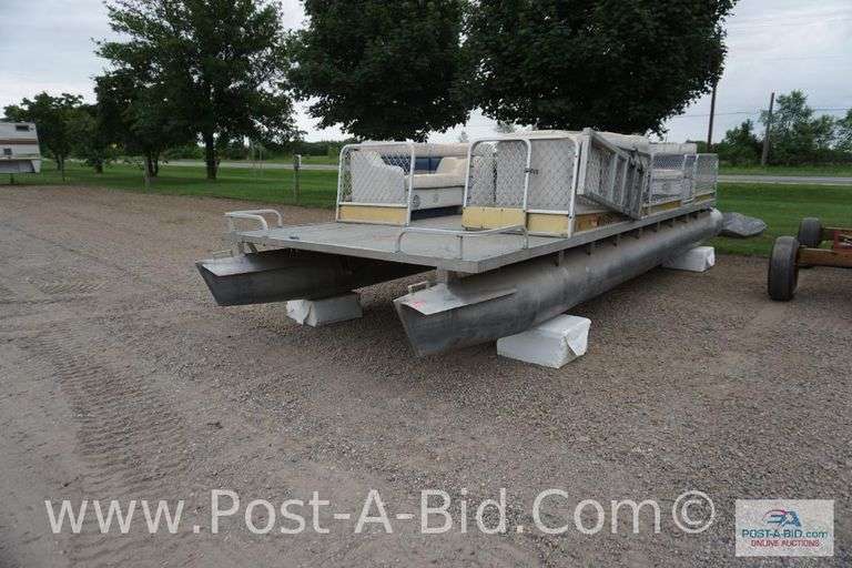1973 Weeres 24' Pontoon, No Motor, Has Anchor, Rope, And Table, License # M
