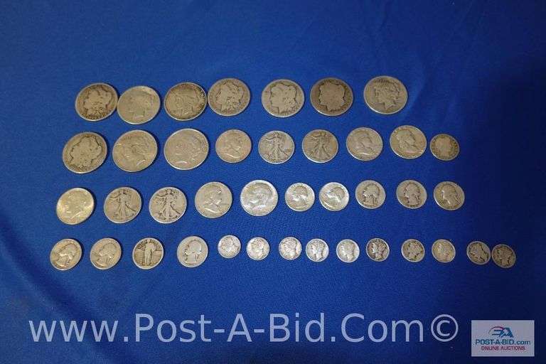 10-Silver Dollars Years 1886-1924, 10-Silver Half Dollars Years 1940-1964,