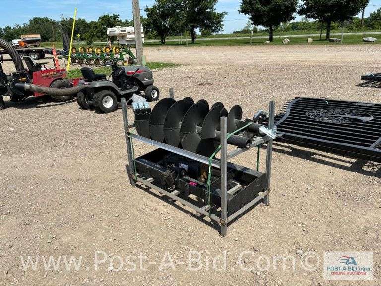 2-Heavy Duty Post Hole Diggers For Skid Loader, 12" and 18".