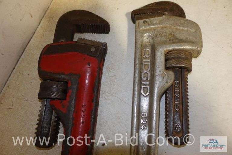 2-Pipe Wrenches Ridgid Aluminum 1-24" And Steel 1-24".