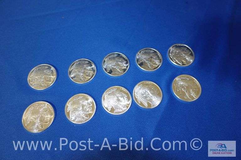 10 x 1 oz. .999 Fine Silver Rounds.