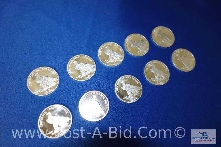 10 x 1 oz. .999 Fine Silver Rounds.