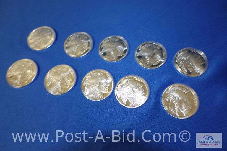 10 x 1 oz. .999 Fine Silver Rounds.