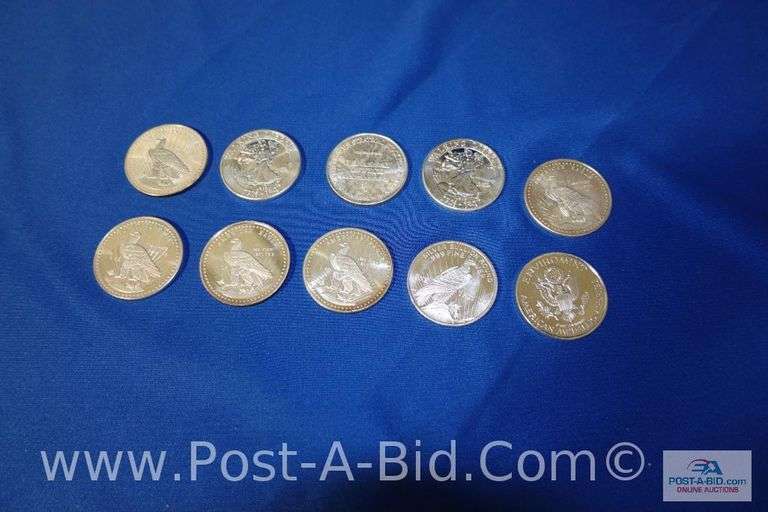 10 x 1 oz. .999 Fine Silver Rounds.