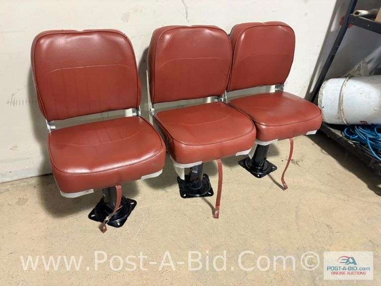 3-Red Pedestal Boat Seats.