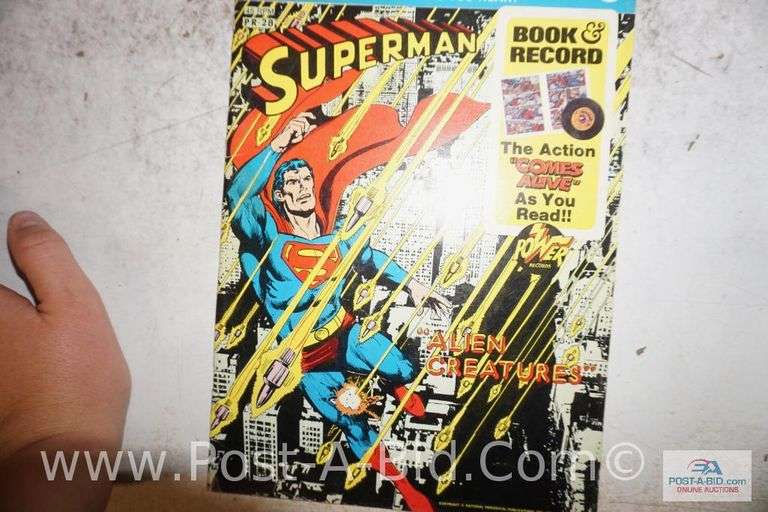 3-Vintage Comic Book And Record Sets, 1-1975 Superman "Alien Creatures" PR-