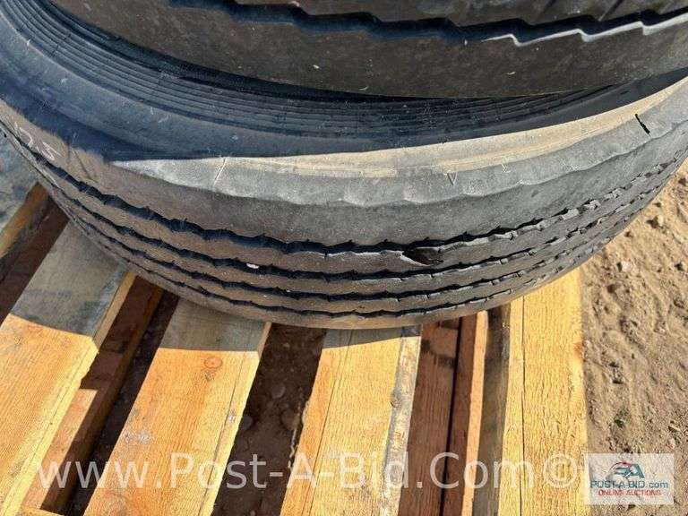1-Hankook 215/75 R17.5 Tire and 1-Goodyear 215/75 R17.5 Tire On Steel Rim.