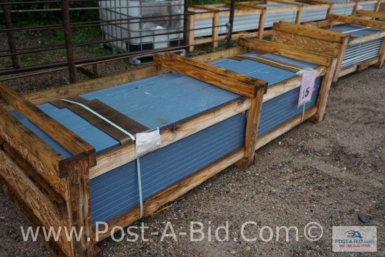 EM15-1211 CF Wall 12 24 Ga AZ50 Kynar Tahoe Blue Sheet Metal, Approx. 43 Pi