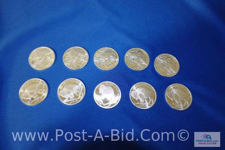 10 x 1 oz. .999 Fine Silver Rounds.