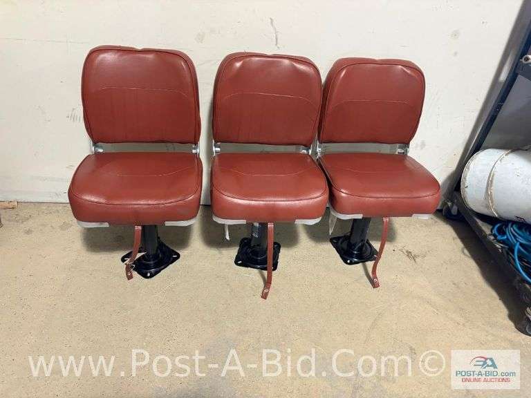 3-Red Pedestal Boat Seats.