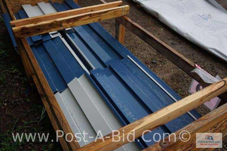EM15-168 16 24 Ga GR50 AZ50 Kynar Ocean Blue Sheet Metal, Approx. 11 Pieces