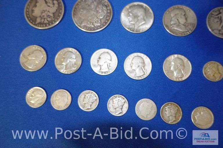 2-Silver Dollars 1899 and 1921, 3-Silver Halve Dollars 1937, 1957 and 1964,