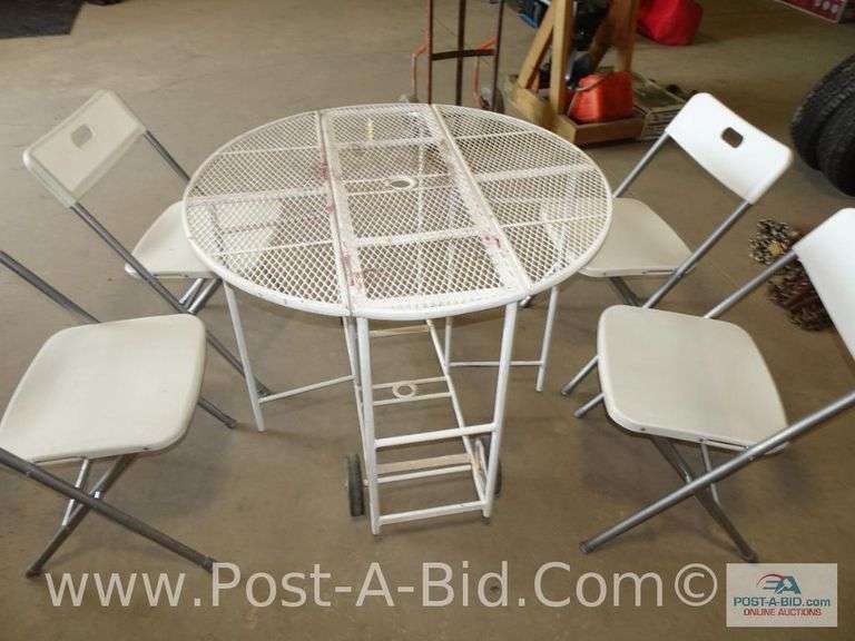 Vintage Wrought Iron Patio Garden Bistro Table With Drop Lea