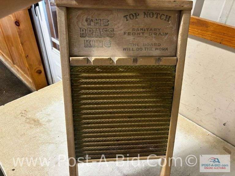 Antique Cream Churn, Large Antique Jar And National Wash Board.