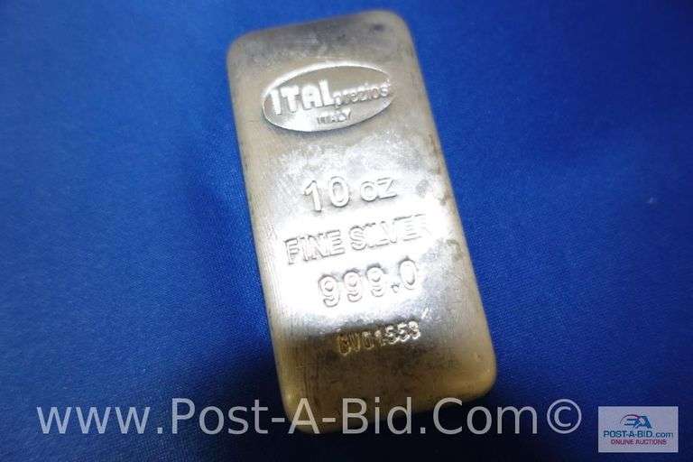 10 oz. Bar Of .999 Fine Silver.