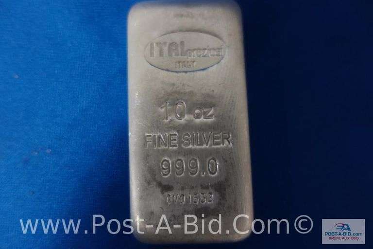 10 oz. Bar Of .999 Fine Silver.