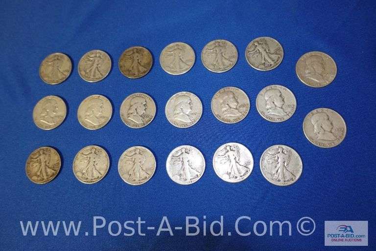 20-Silver Halves Years 1941-1960.