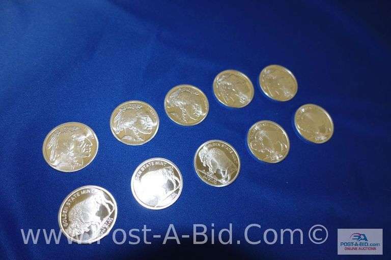 10 x 1 oz. .999 Fine Silver Rounds.