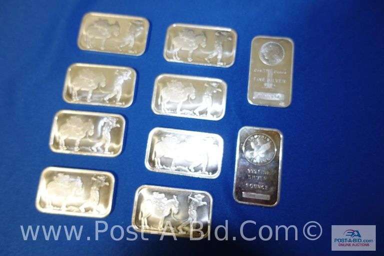 10-1oz. Bars Of .999 Fine Silver.