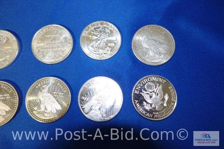 10 x 1 oz. .999 Fine Silver Rounds.