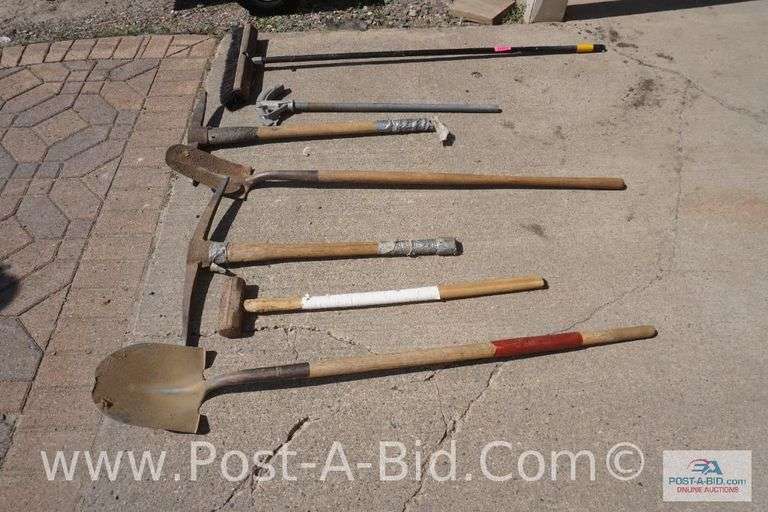 Shovel, Sledgehammer, Conduit Bender, Broom, 2-Pick Axe.