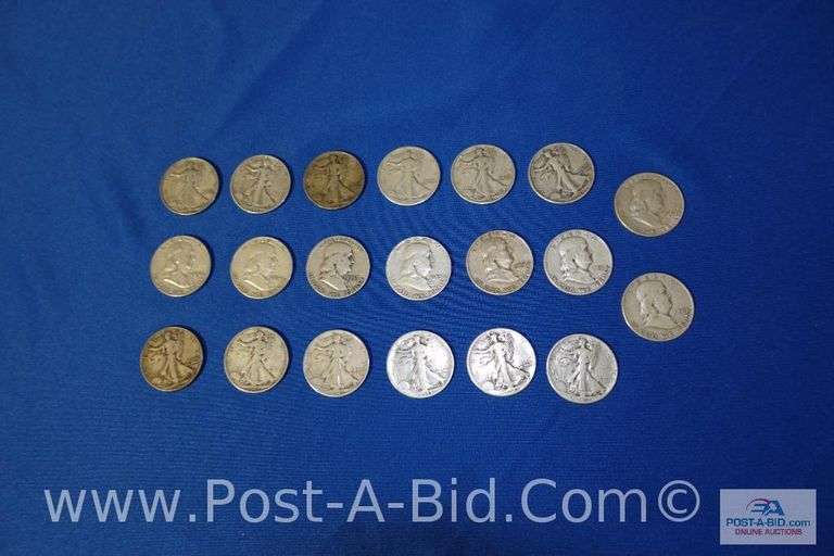 20-Silver Halves Years 1941-1960.