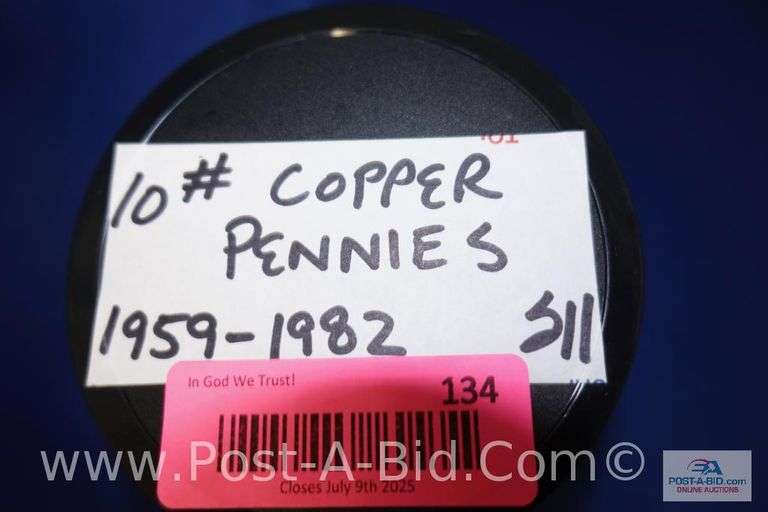 10 lbs. 1959-1982 Copper Pennies Approx. 1500 Unsearched Pennies Of Those Y