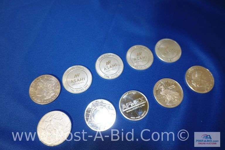 10 x 1 oz. .999 Fine Silver Rounds.