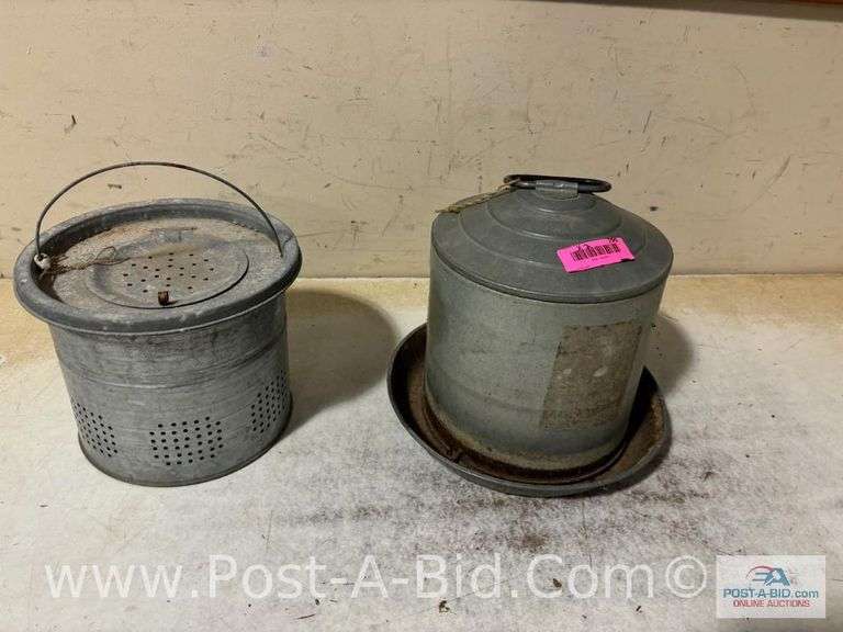 Minnow Bucket And Chicken Waterer.