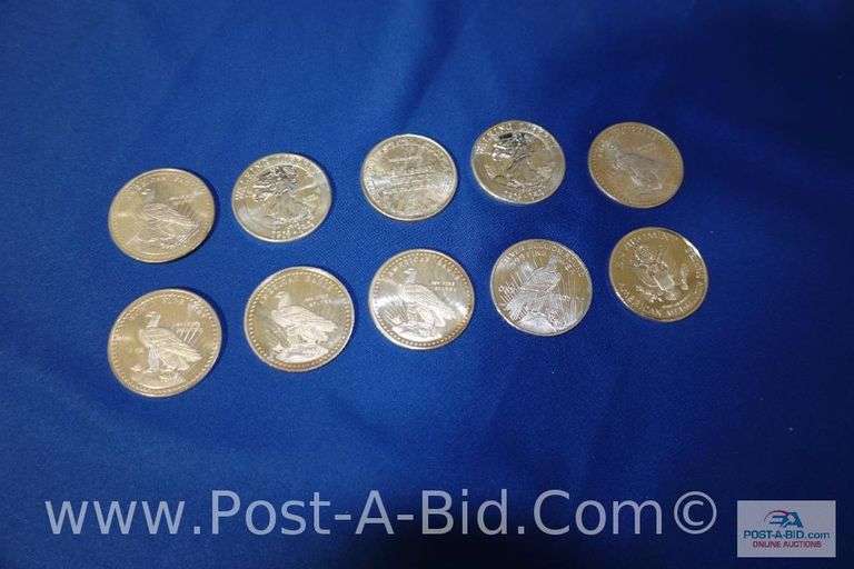 10 x 1 oz. .999 Fine Silver Rounds.