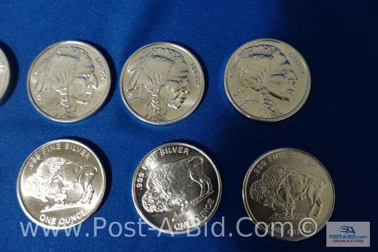 10 x 1 oz. .999 Fine Silver Rounds.