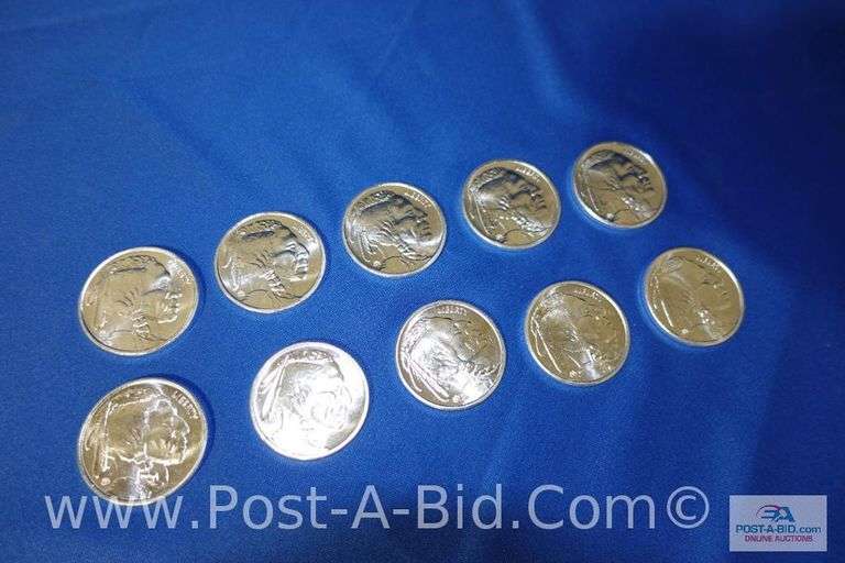 10 x 1 oz. .999 Fine Silver Rounds.