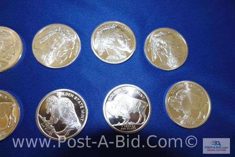 10 x 1 oz. .999 Fine Silver Rounds.