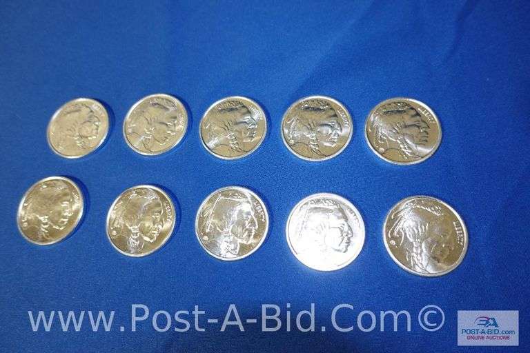10 x 1 oz. .999 Fine Silver Rounds.