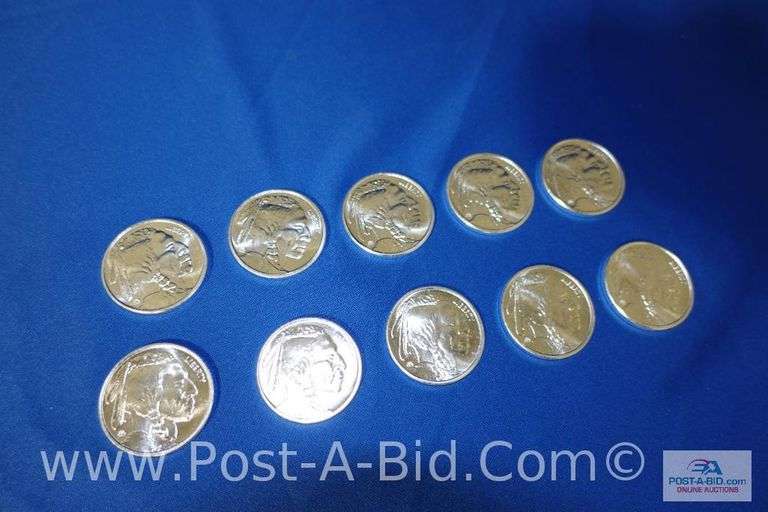10 x 1 oz. .999 Fine Silver Rounds.