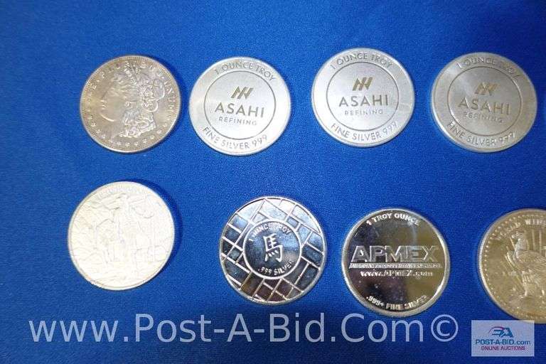 10 x 1 oz. .999 Fine Silver Rounds.