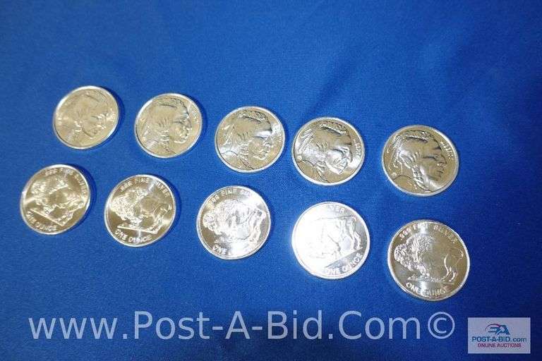 10 x 1 oz. .999 Fine Silver Rounds.