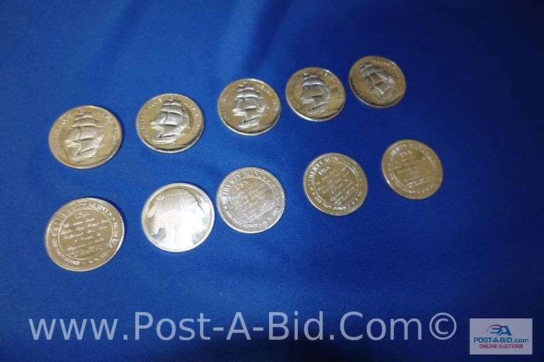 10 x 1 oz. .999 Fine Silver Rounds.