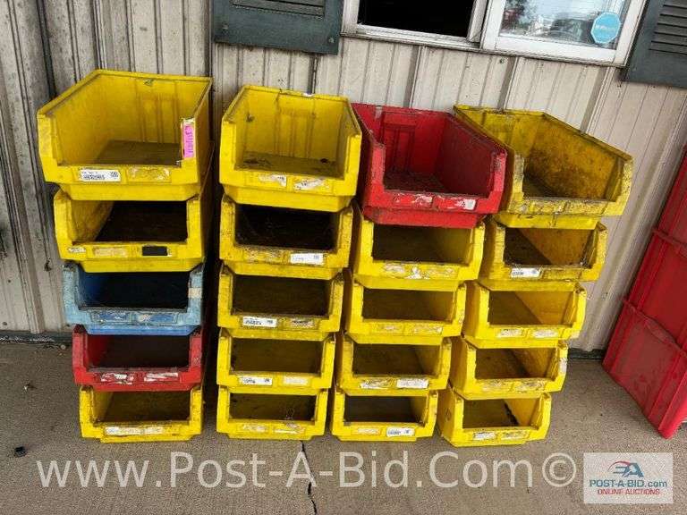 20-Red, Yellow, Blue, Parts Totes, 11" W x 18" D x 8" H.