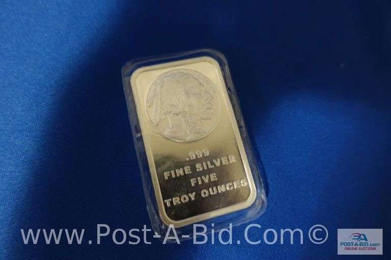 5 oz. Bar Of .999 Fine Silver.