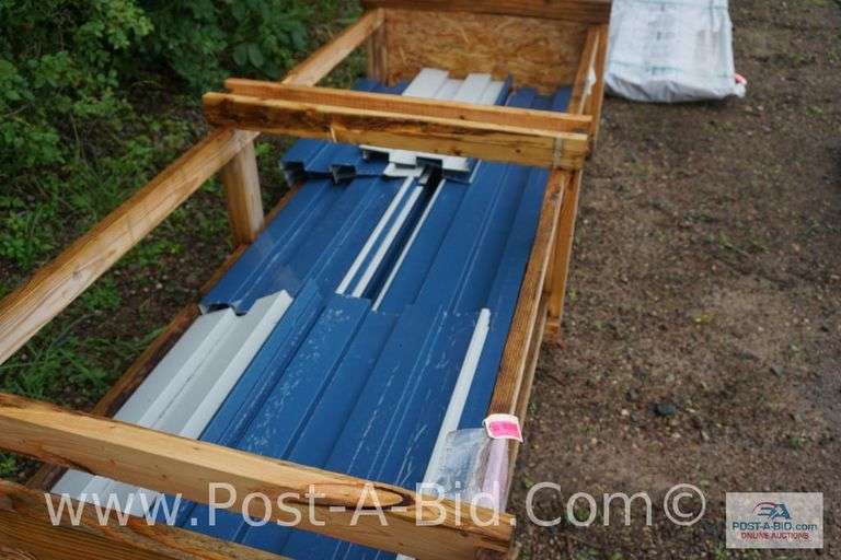 EM15-168 16 24 Ga GR50 AZ50 Kynar Ocean Blue Sheet Metal, Approx. 11 Pieces